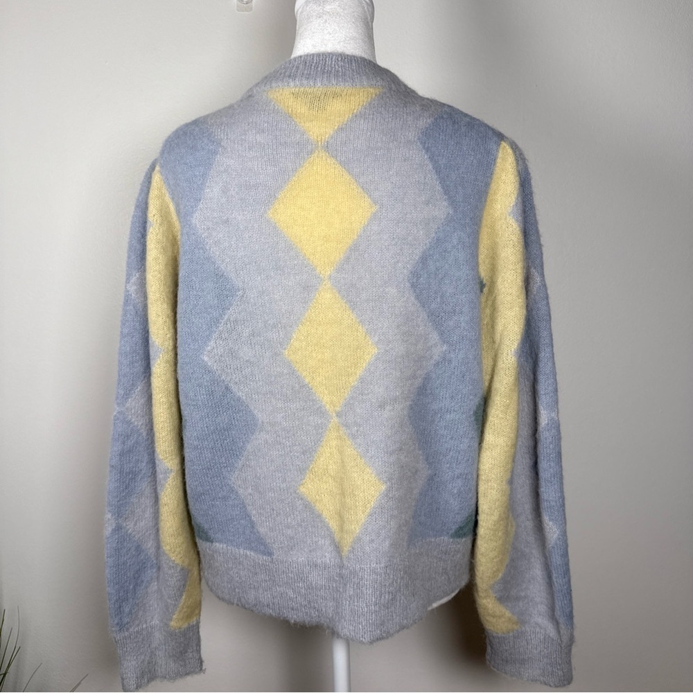 J. Crew Diamond Checked Crewneck Sweater Alpaca Wool Blend Women’s Size Medium - Picture 5 of 11
